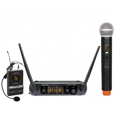 DOPPIO RADIOMICROFONO PALMARE + LAVALIER UHF