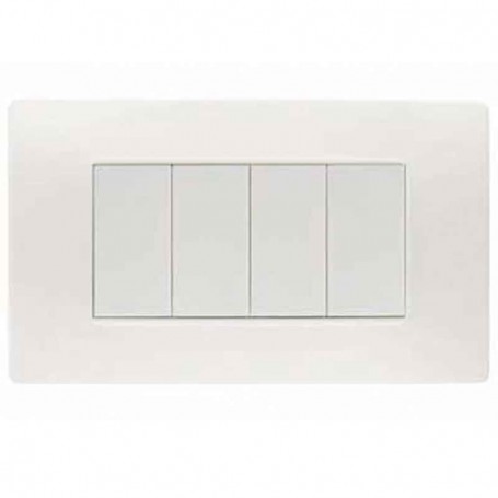 Placca Flexa Tecnopolimero Bianco Nea 4 Moduli Simon Urmet 11804.BN